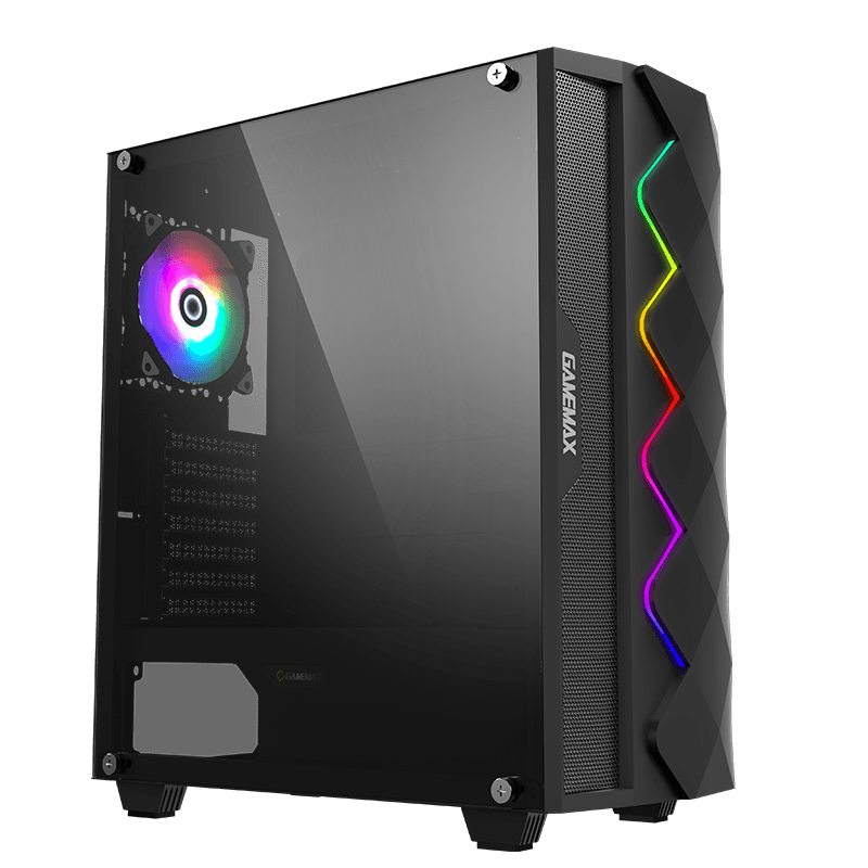 Vỏ máy vi tính GAMEMAX Diamond - Mầu Đen  - LED Strips rainbow