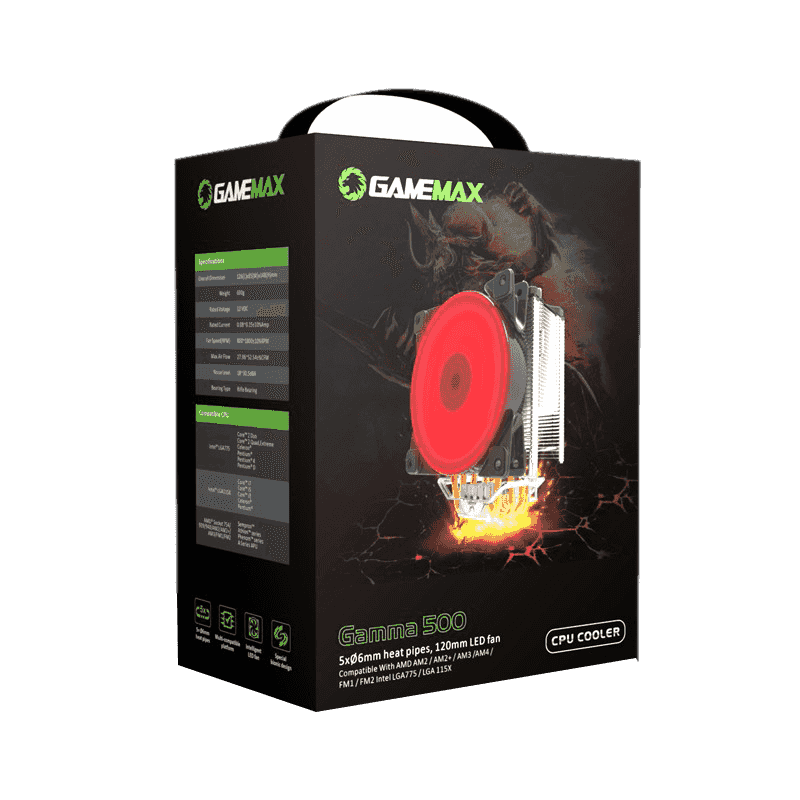 Quạt tản nhiệt khí cho CPU GAMEMAX Gamma 500 - Màu xanh lá