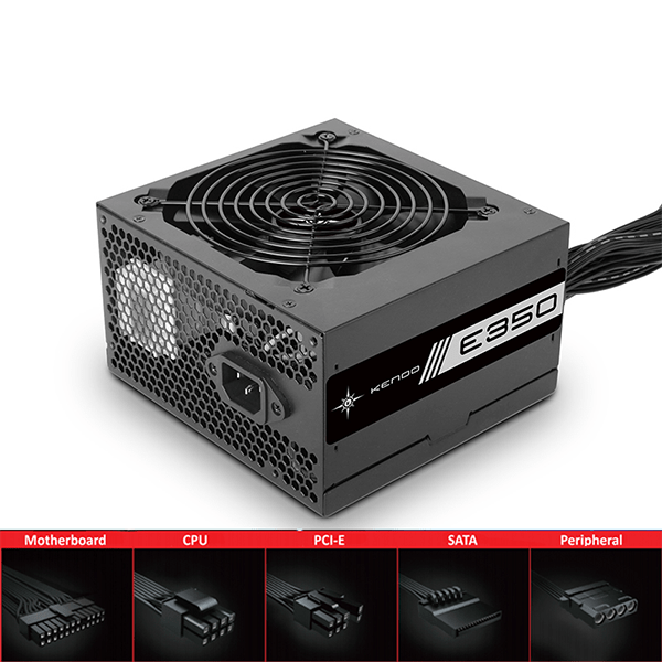 Nguồn máy tính KENOO ESPORT E350 (Fan12) - Mầu Đen  - Cáp dẹt