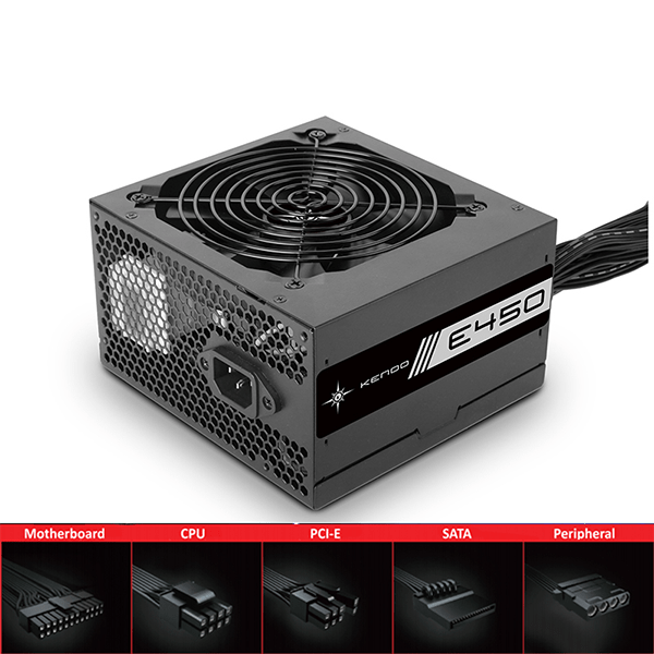 Nguồn máy tính KENOO ESPORT E450 (Fan12) - Mầu Đen  - Cáp dẹt