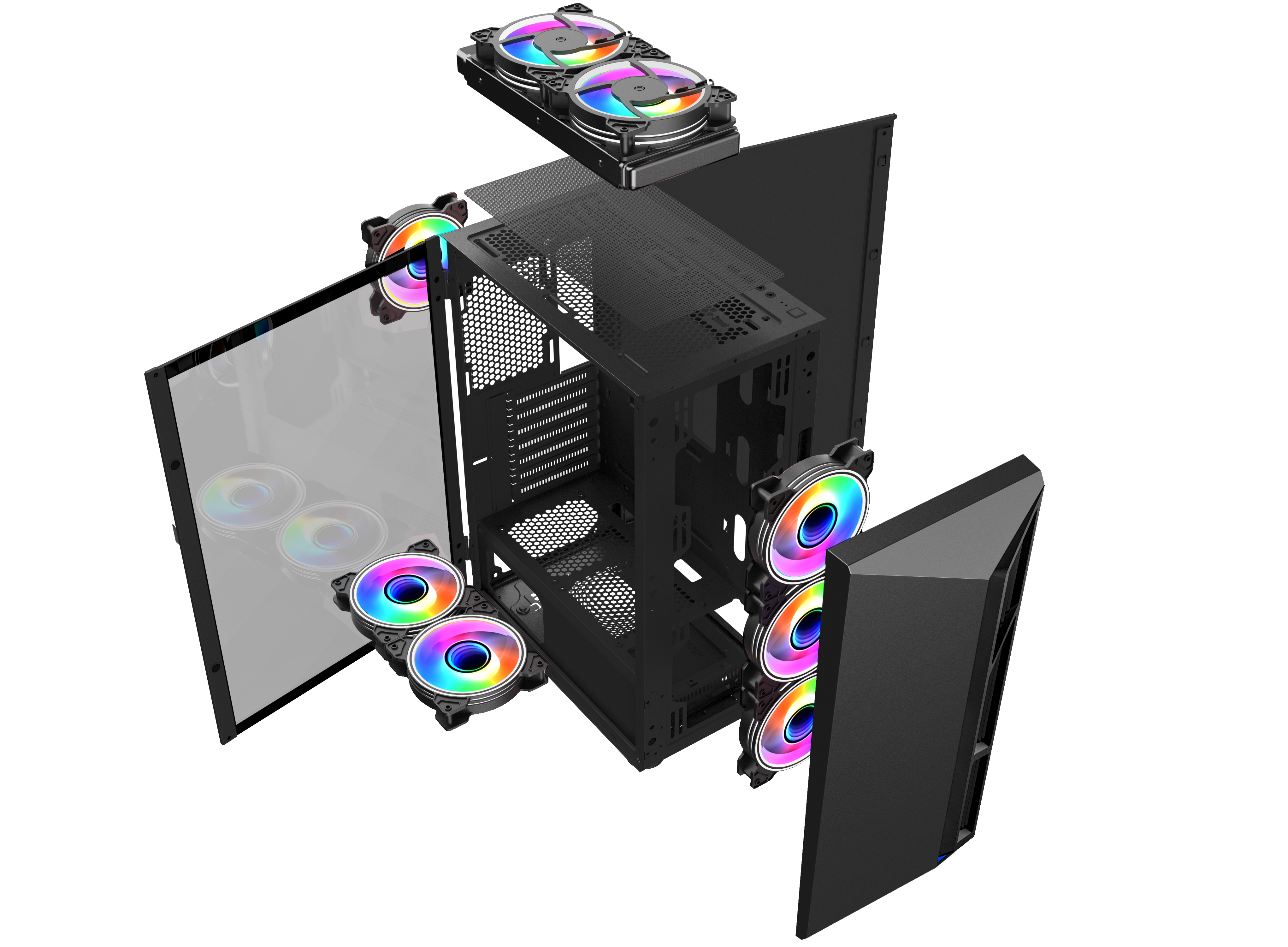 Vỏ máy tính KENOO ESPORT S600 - Màu Đen ( LED Strips rainbow) 