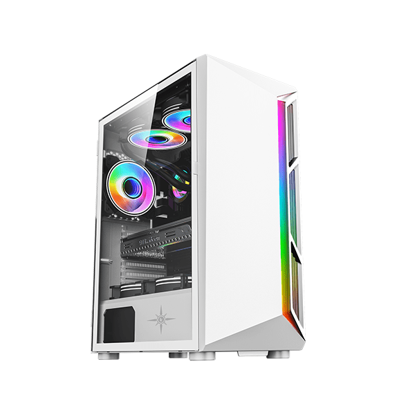 Vỏ case máy tính KENOO ESPORT S600 - Màu Trắng ( LED Strips rainbow)