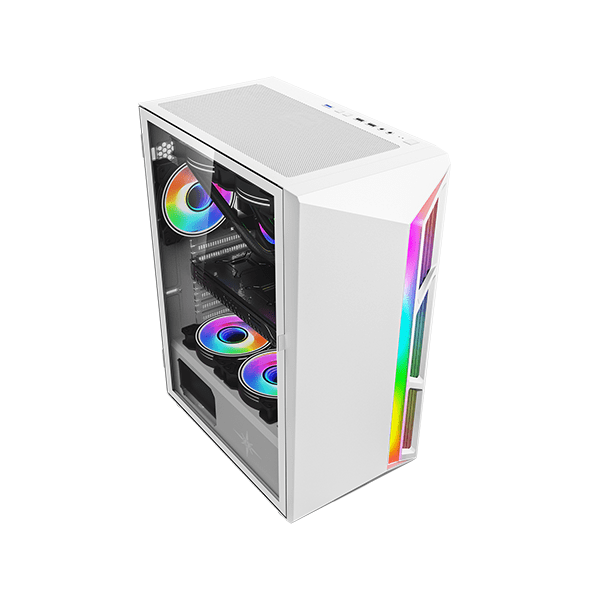 Vỏ case máy tính KENOO ESPORT S600 - Màu Trắng ( LED Strips rainbow)
