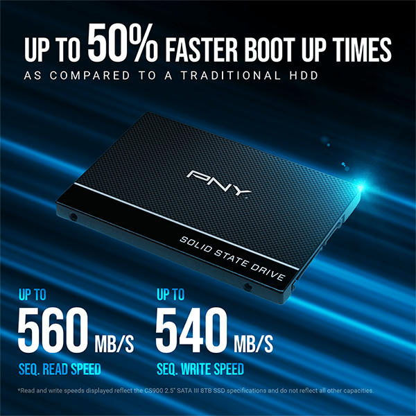 Ổ cứng SSD PNY CS900 250GB 2.5 inch SATA3 (Đọc 535MB/s - Ghi 500MB/s)