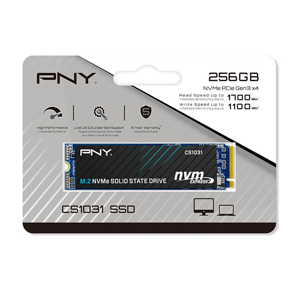 Ổ cứng SSD PNY CS1031 256GB M.2 2280 PCIe NVMe Gen 3x4 (Đọc 1700MB/s - Ghi 1100MB/s)