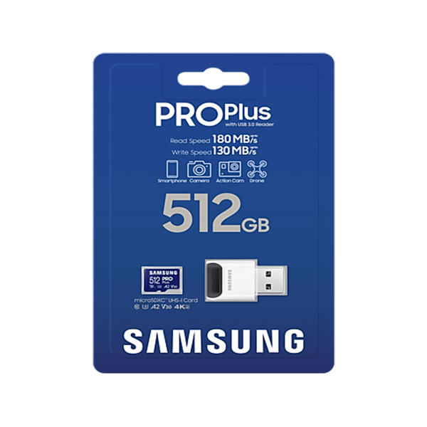 Thẻ nhớ Micro SD Samsung Pro Plus SDXC UHS-I 512GB (R/W 160MB/s/ 120MB/s)