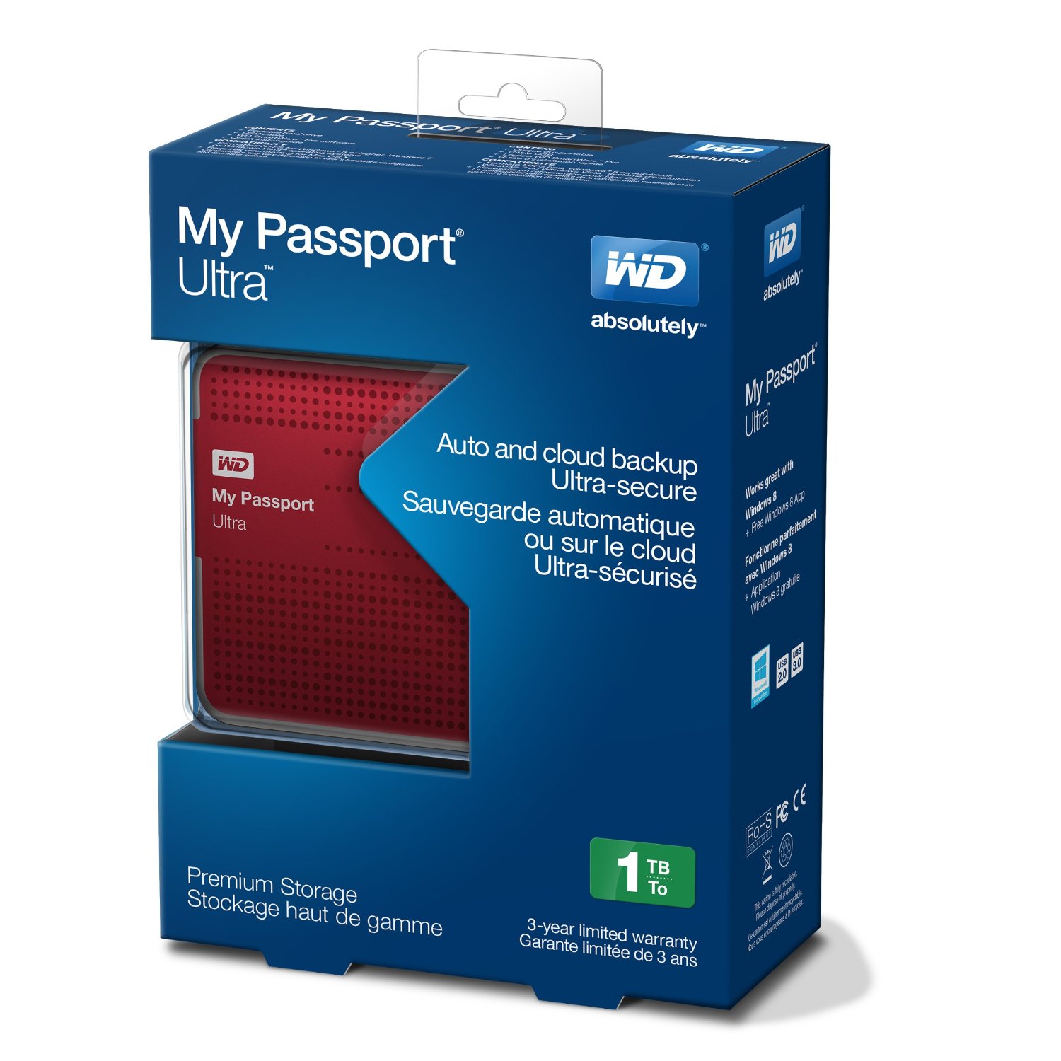 Ổ cứng lắp ngoài Western Digital Ultra 1Tb USB3.0 New- Đỏ