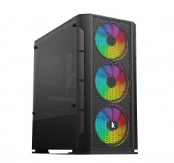 Vỏ case máy tính KENOO ESPORT G362 - 3F - Mầu Đen ( sẵn 3 fan mầu rainbow cố định )
