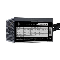 Nguồn máy tính KENOO ESPORT E350C (Fan12) - Mầu Đen  - Cáp dẹt