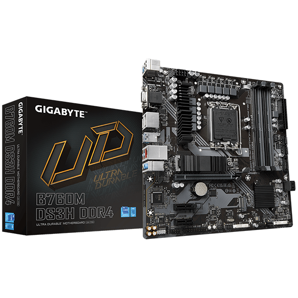 Mainboard Gigabyte B760M DS3H DDR4 (Intel B760/ Socket 1700/ M-ATX/ 4 khe ram/ DDR4/ 2.5 Gigabit LAN)