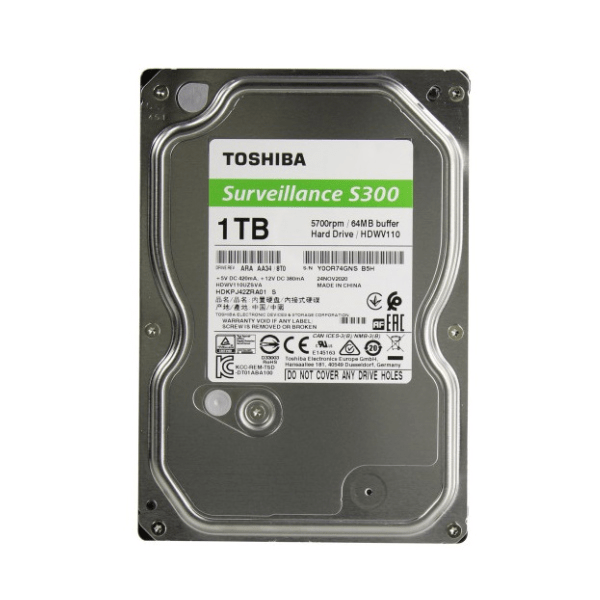 Ổ cứng camera Toshiba S300 Surveillance 1TB (3.5Inch/ 5400rpm/ 128MB/ SATA3)