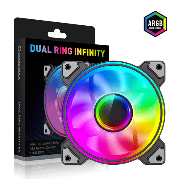 Quạt tản nhiệt cho máy tính GAMEMAX Dual Ring Fan 12cm - ARGB