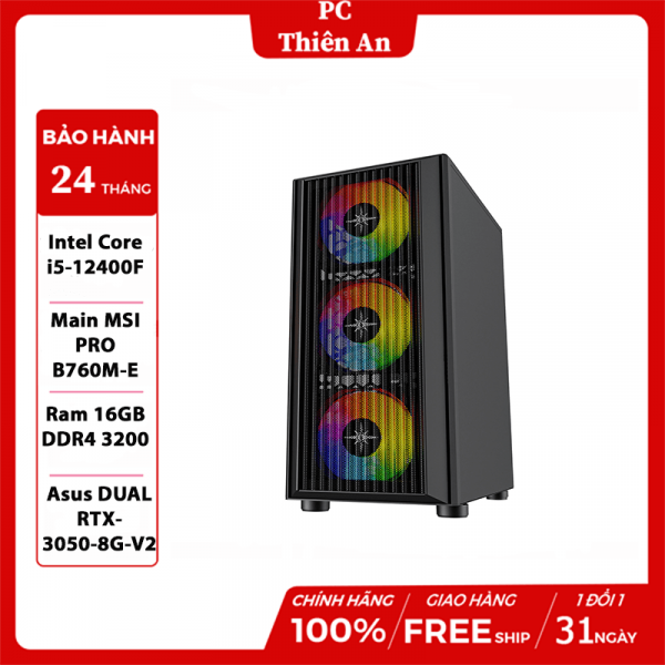 Máy tính để bàn lắp ráp PC i5 12400F / Ram 16G PNY / SSD 500Gb / VGA Asus DUAL RTX3050-8G-V2