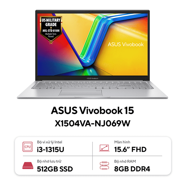 Máy tính xách tay ASUS Vivobook 15 X1504VA-NJ069W (X1504, 13th Gen Intel Core i3)