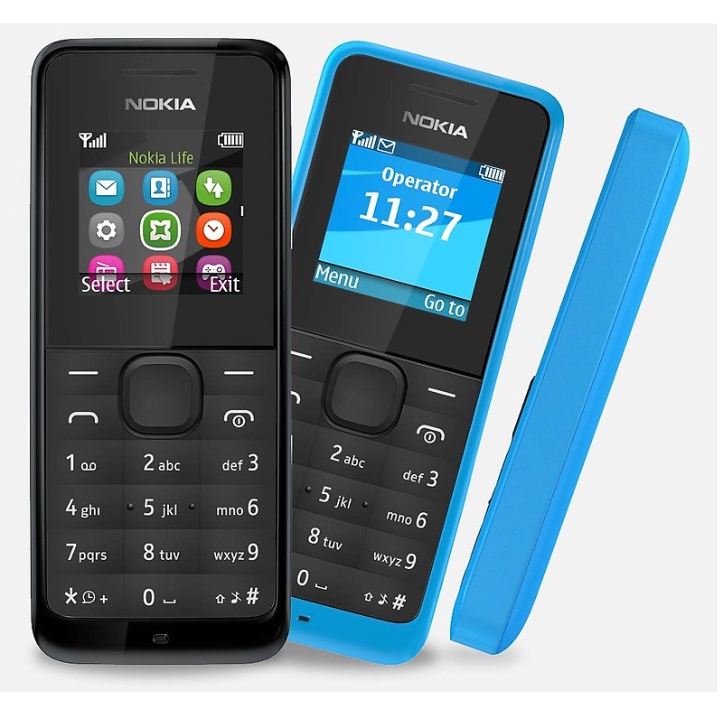 Nokia/ Microsoft  N105 Single Sim (Black/Cyan)- 1.4Inch