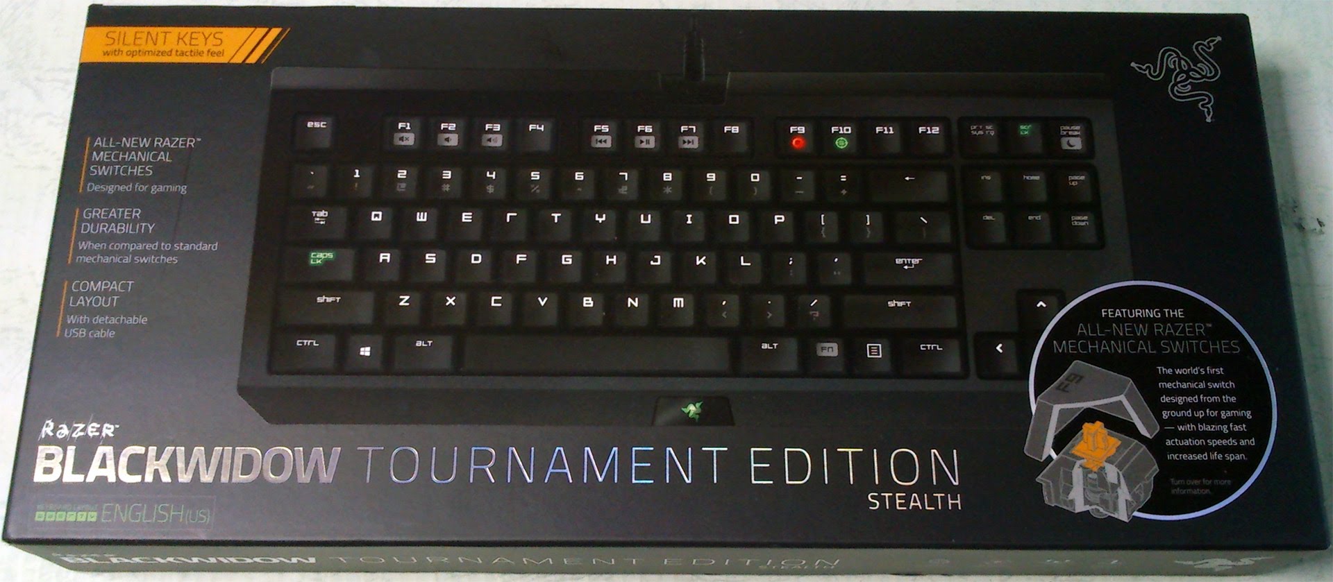 Bàn phím Razer BlackWidow Tournament Edition Stealth 2014 RZ03-00811700-R3M1 (USB, Có dây)