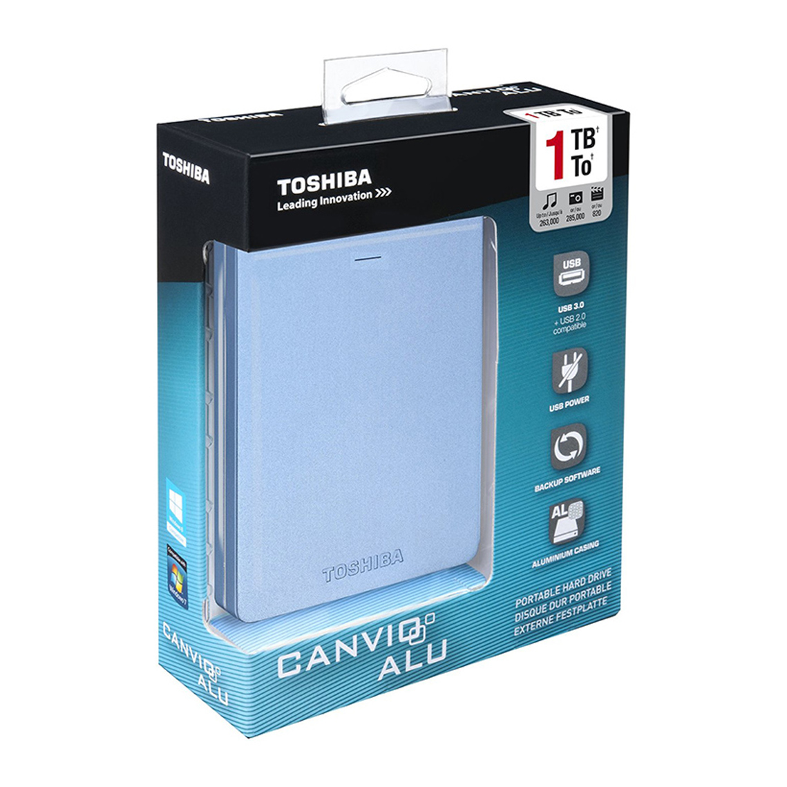 Ổ cứng lắp ngoài Toshiba Canvio Alumy 1Tb USB3.0 Xanh